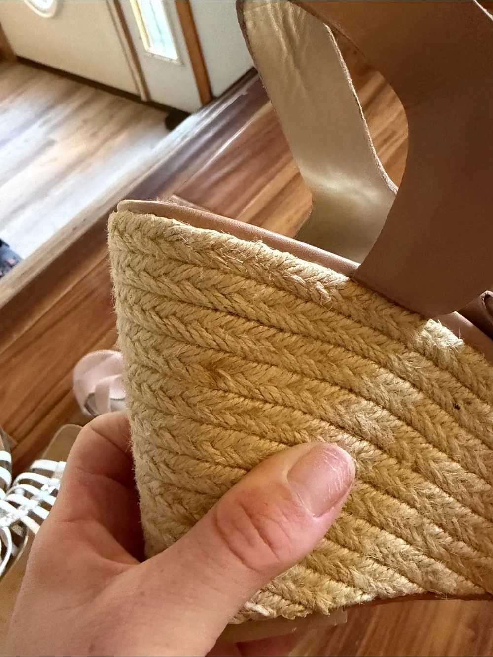 Vince Camuto Tan Leather Espadrille Wedge Sandals